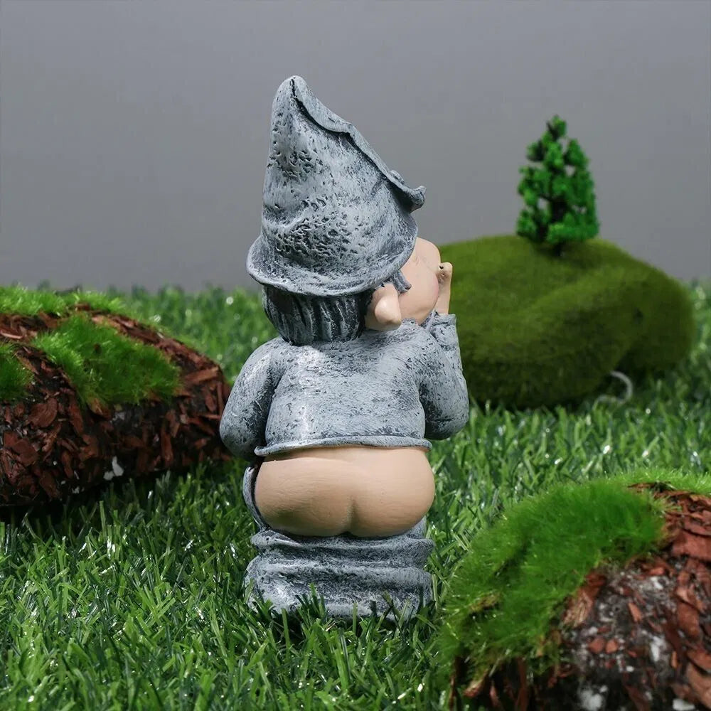 Funny Naughty Gnome Garden Statue