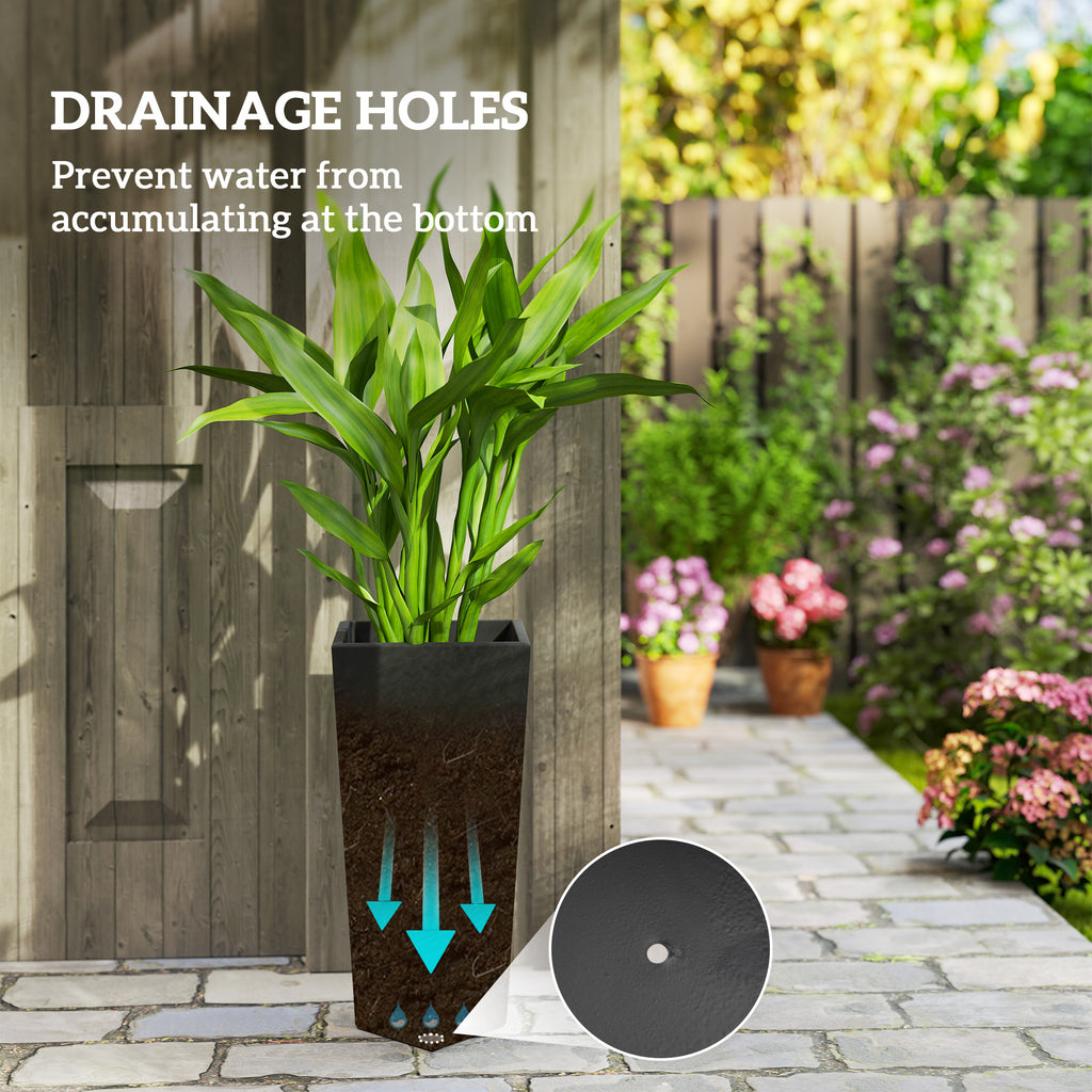 3 Tall Planters - Indoor Outdoor MgO with Drainage - Black