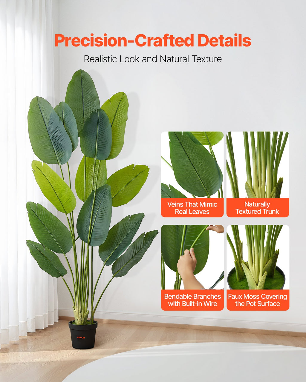 6ft Artificial Bird Of Paradise Tree  With Pot