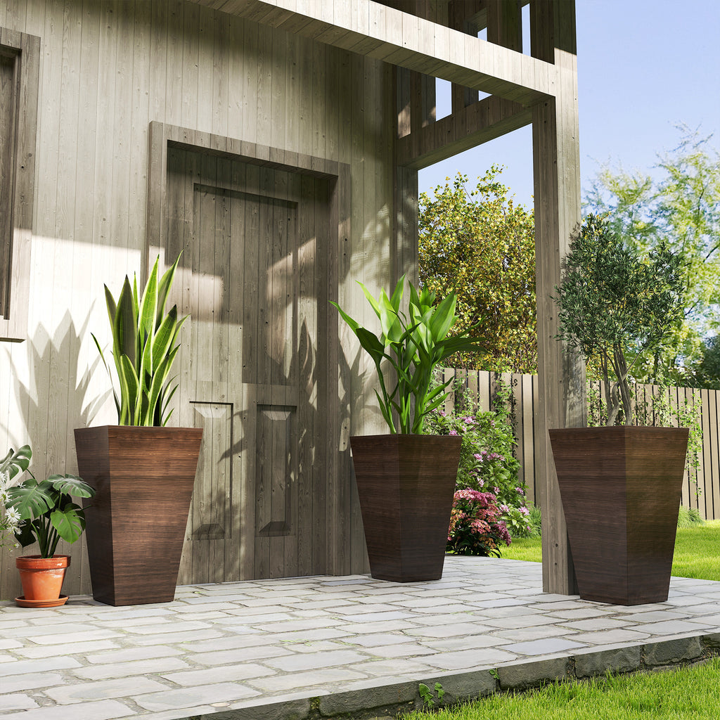 Set of 3 Tall Planters 28" – Faux Wood