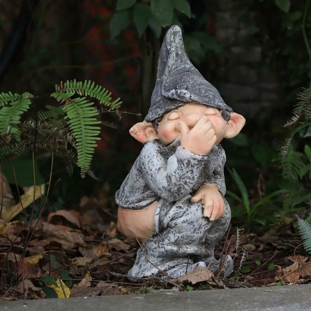 Funny Naughty Gnome Garden Statue