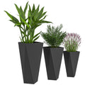 3 Tall Planters - Indoor Outdoor MgO with Drainage - Black