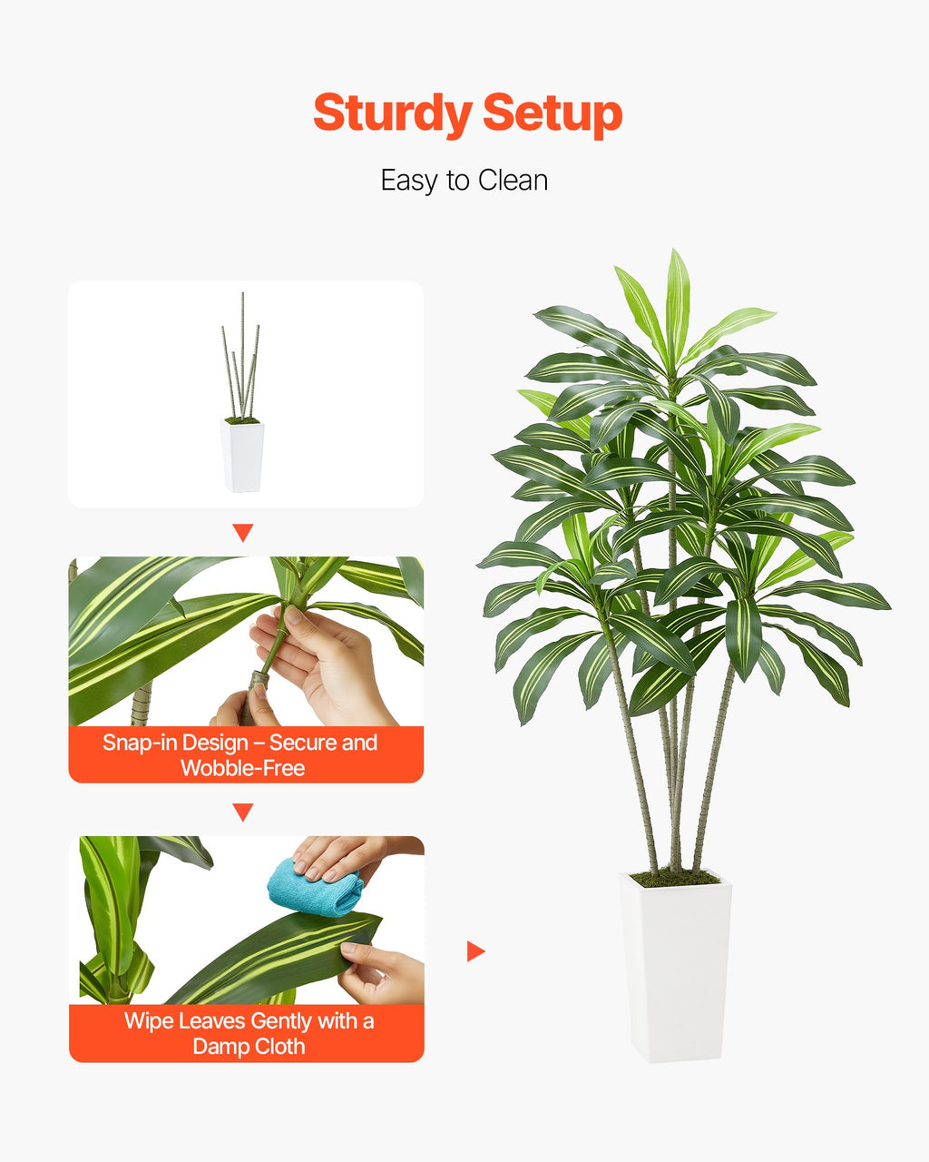 6ft Artificial Dracaena Tree – Indoor Plant with Planter