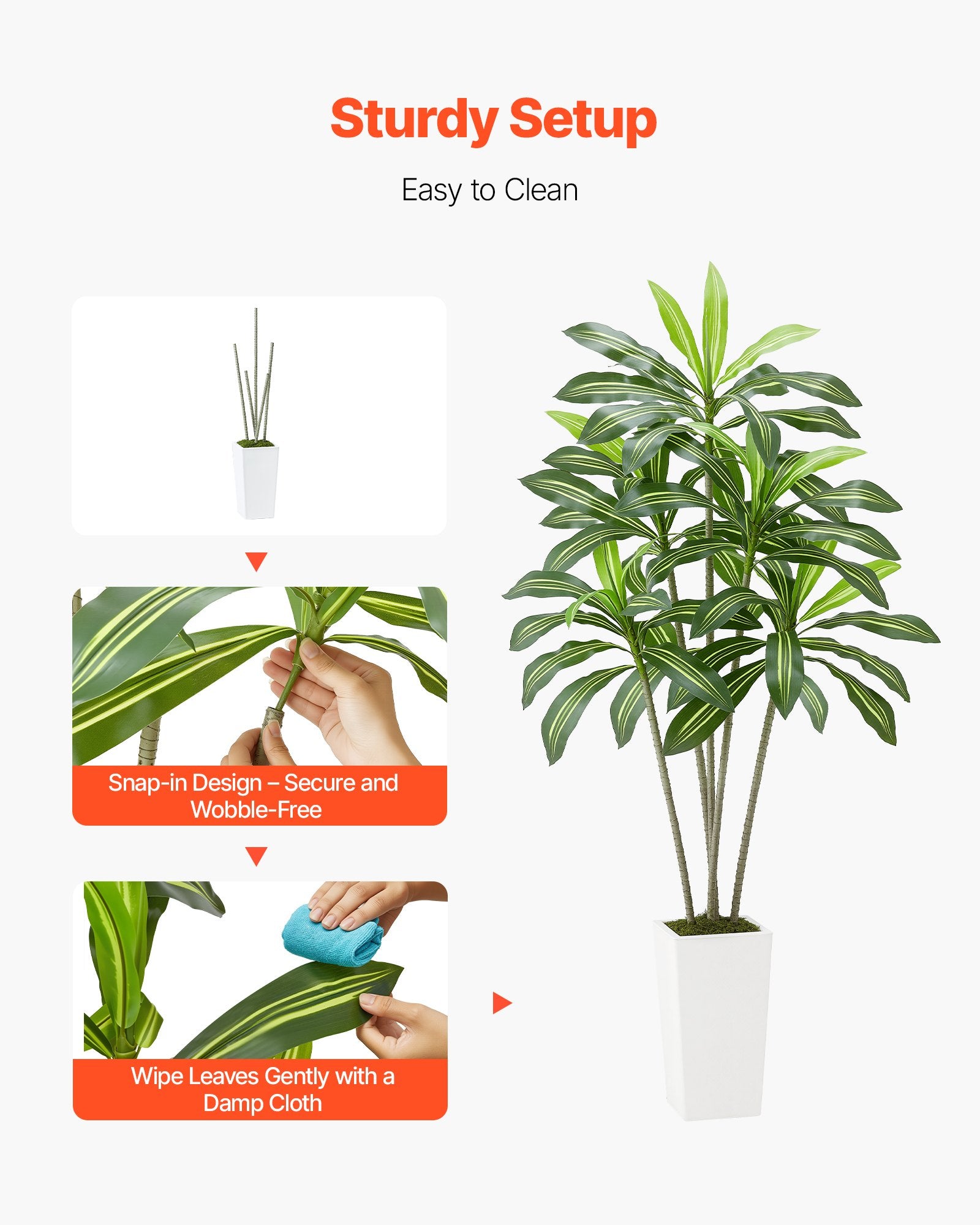 6ft Artificial Dracaena Tree – Indoor Plant with Planter
