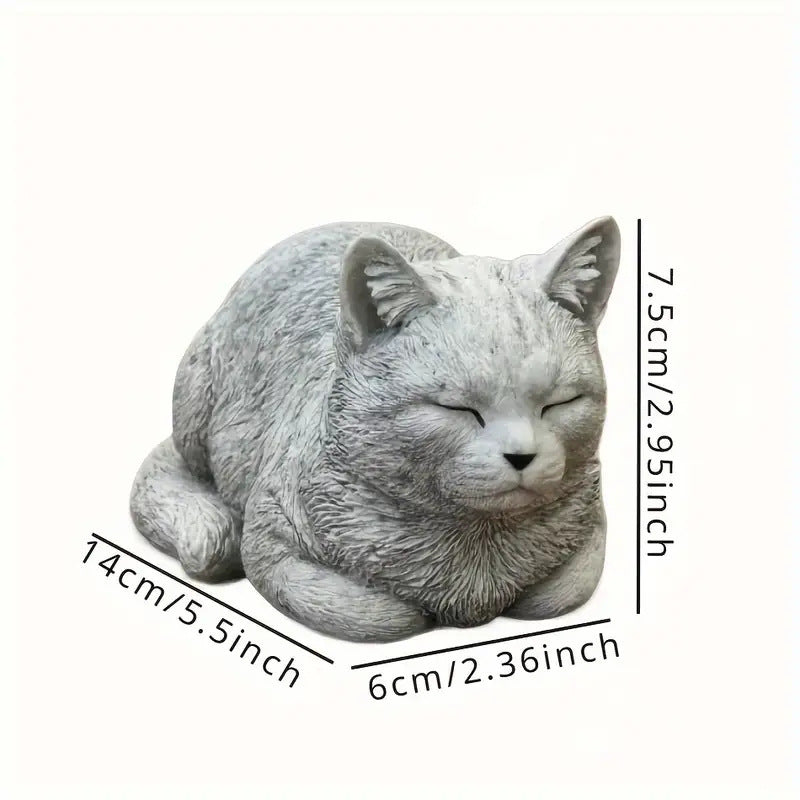 Squinting Cat Resin Garden Ornament
