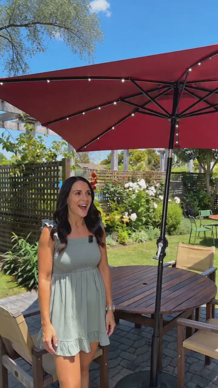 9ft Solar LED Patio Umbrella